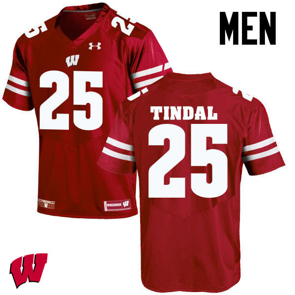 Men Wisconsin Badgers #25 Derrick Tindal College Football Jerseys-Red